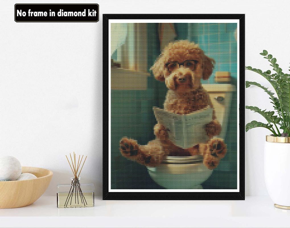 VAIIEYO 5D DIY Diamond Art Kits for Adults Dog, Diamond Painting Animal, Paint by Numbers Full Drill Round Rhinestone Craft Canvas for Home Wall Decor Gift 12x16 inch-13