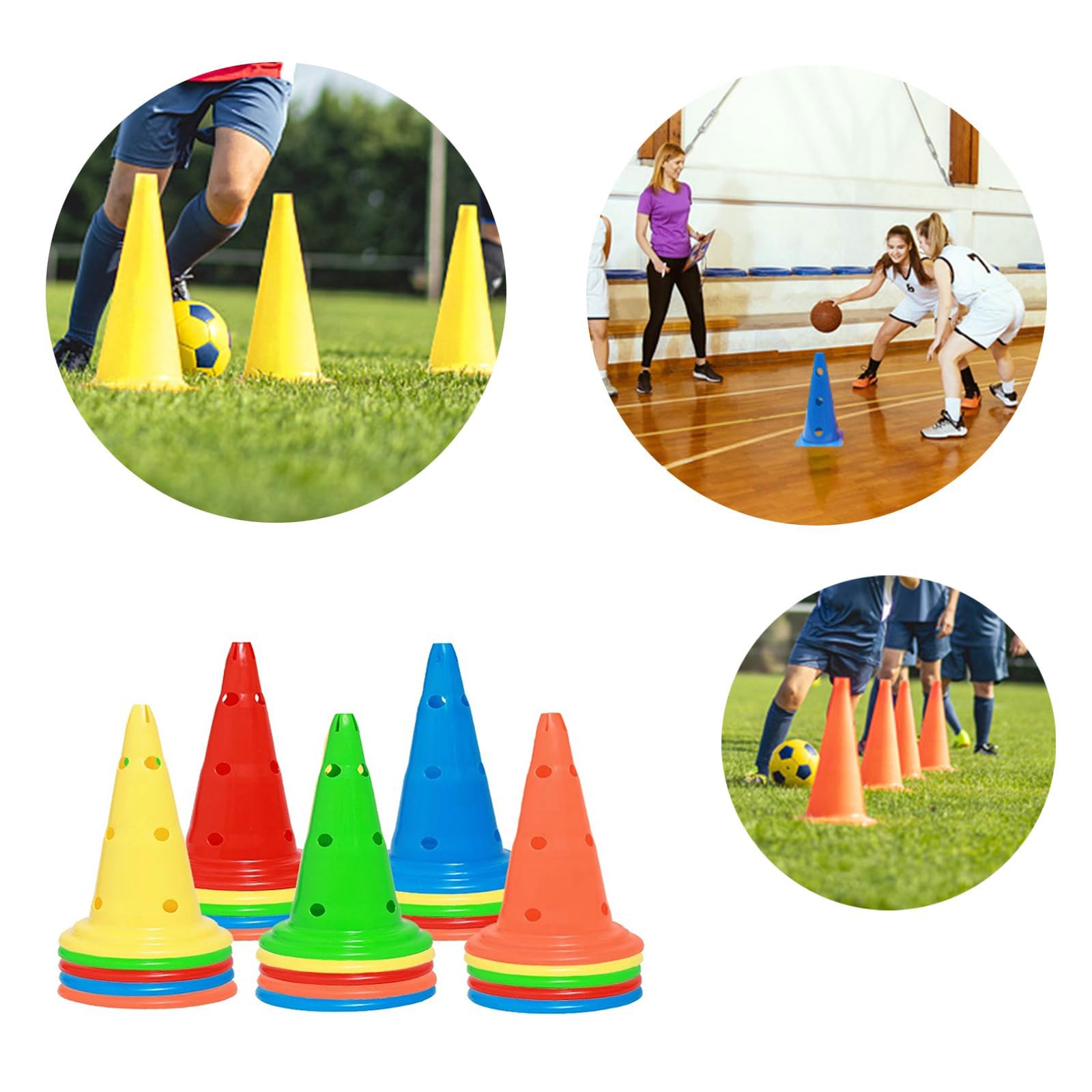10Pcs Cônes d'Entraînement de Football 30cm/40cm Cone de Signalisation avec Hauteur,Plots de Marquage Cône avec Sac de Transport,pour Football,Sport,Sport équestre et entraînement