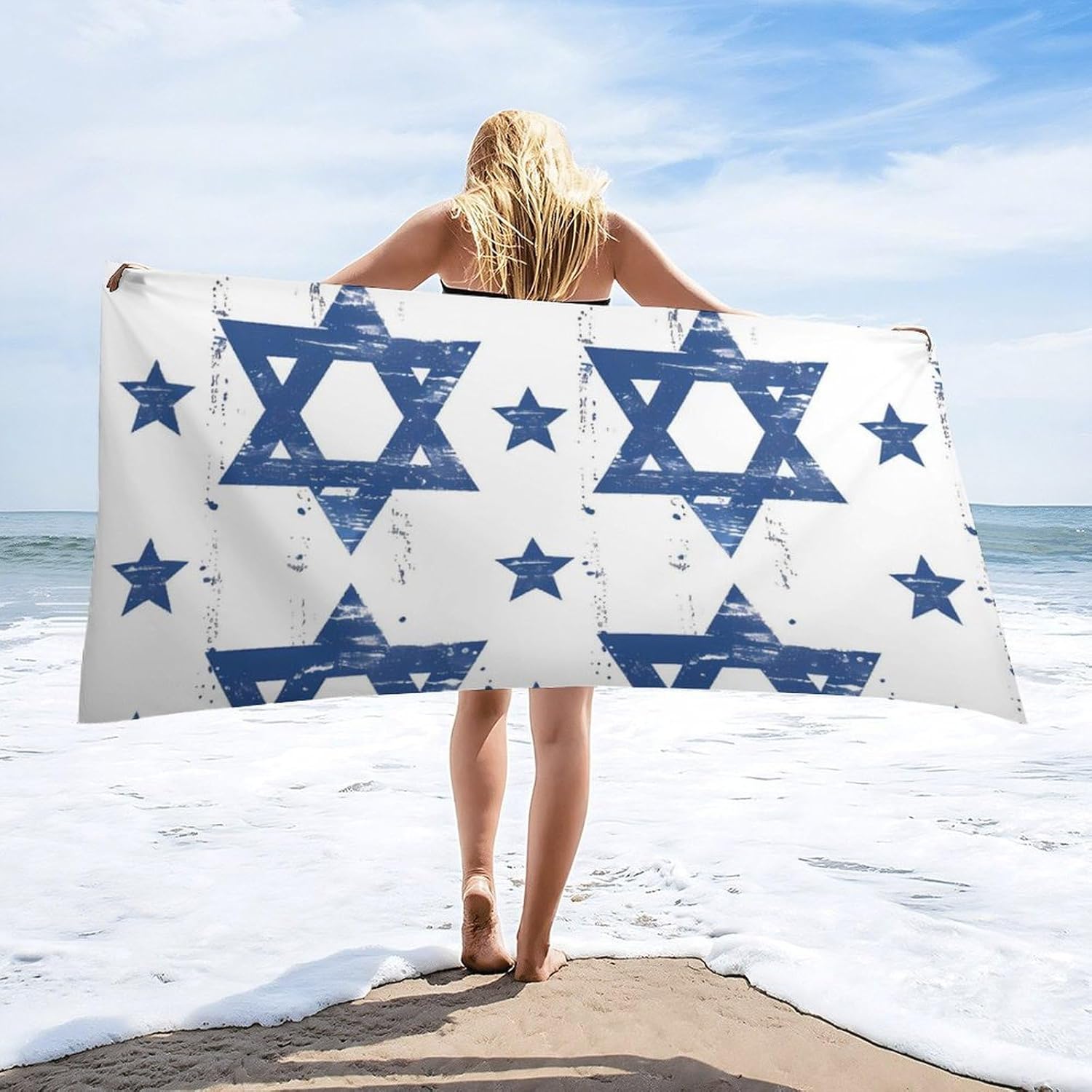 Israeli Flag Bath Towel Quick-Dry Large Shower Beah Towel for for Gym Travel 30x60 Inches