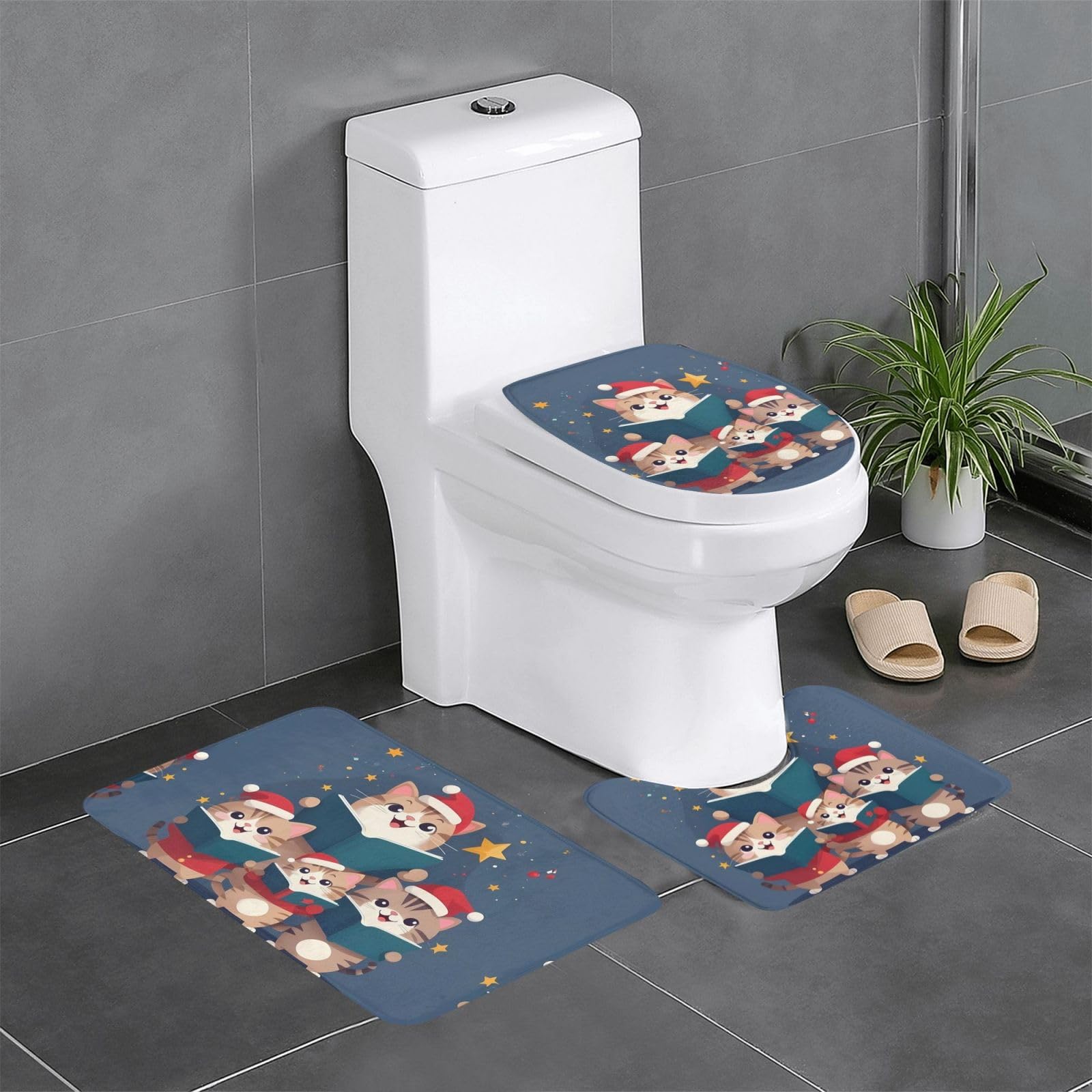 Tapis de salle de bain Noël 61x40cm lavable et sécurisé antidérapant