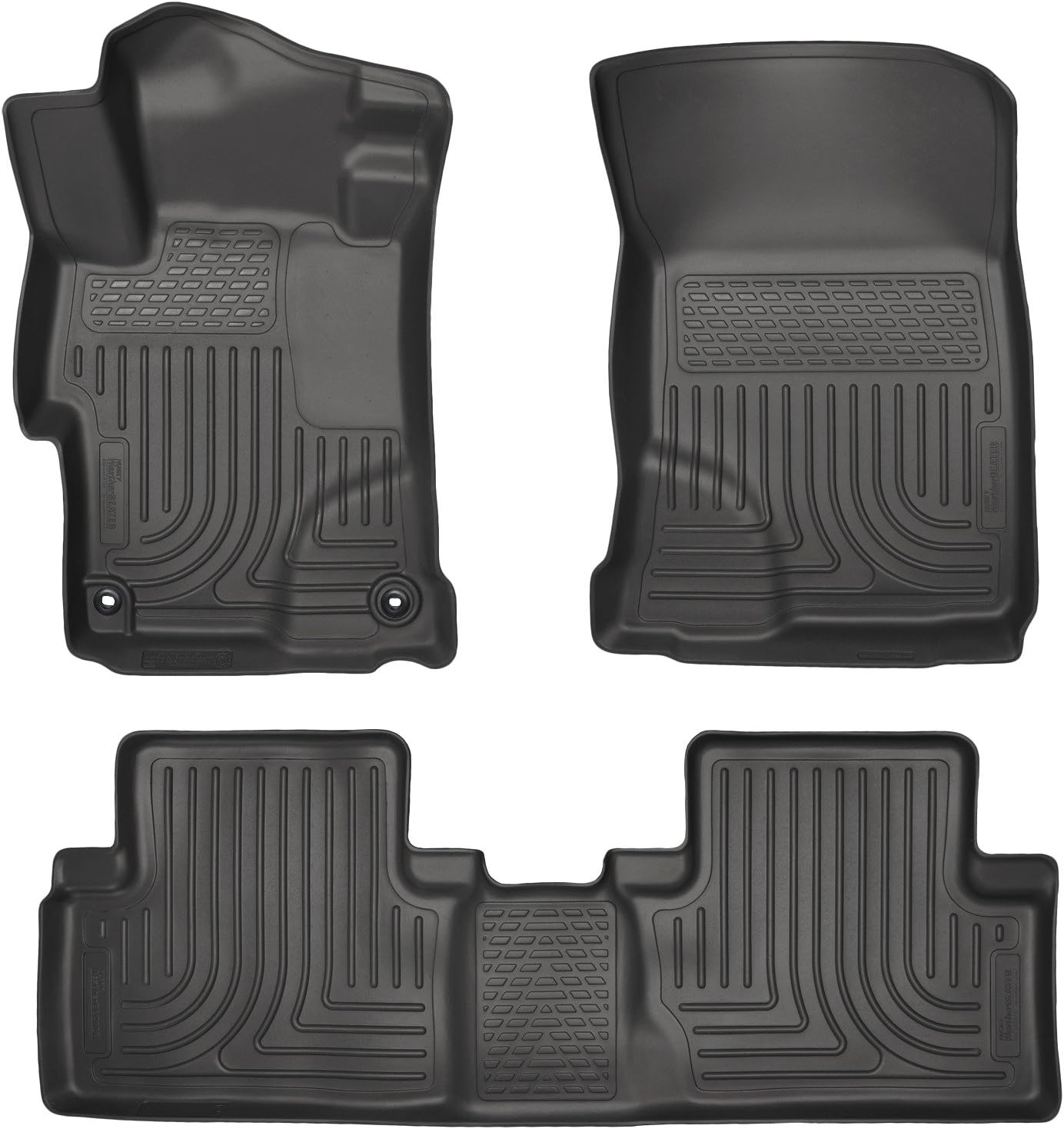 Husky Liners Weatherbeater Floor Mats | Fits 2014-2015 Honda Civic 4-Door | Front & 2nd Row, 3-pc Black - 99441