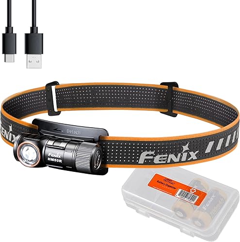 Fenix Power Bundle HM50R v2.0 - Paquete de faros delanteros con 2 ARB-L16, 700 lúmenes USB-C recargable, ligero con luz roja y organizador Lumentac