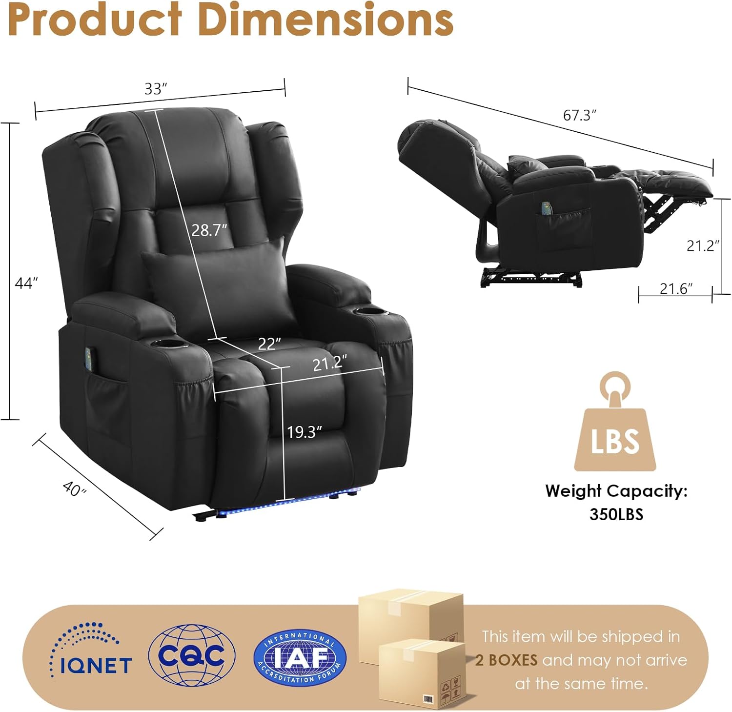 SAMERY Power Recliner Chair, Electric Wall Hugger Recliner Chair Reclining Sofa Home Theater Seating for Living Room with Massage & Heat, USB, LED Lights, Cup Holders, Side Pockets, Lumbar Pillow | 1-Inch Wall Hugger, Extra Wide Seat, Full Body Comfort, Sturdy Heavy Frame, All Age Comfort, Versatile Home Use