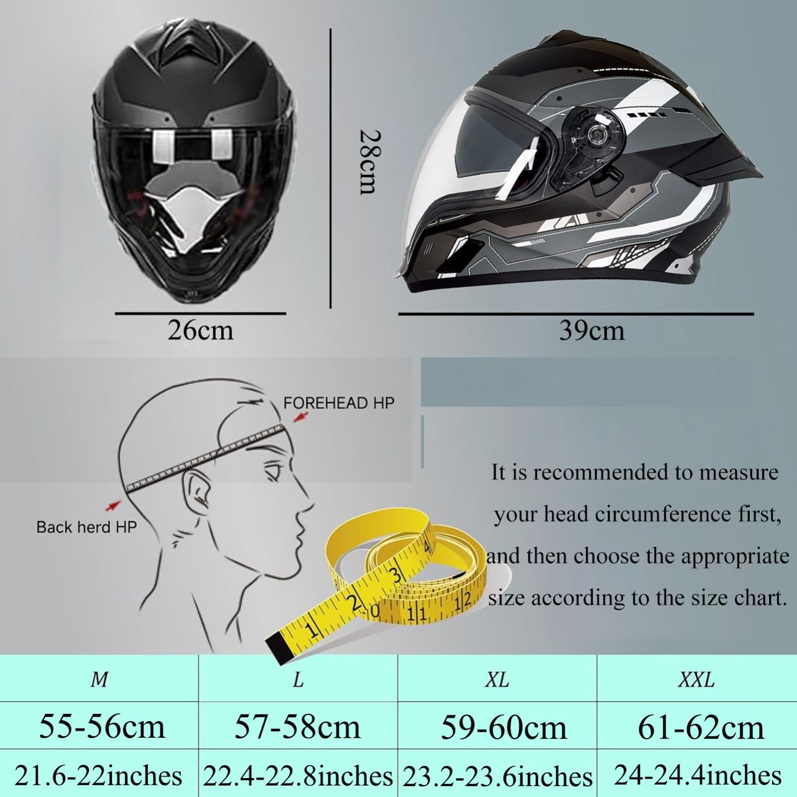 Kask motocyklowy, integralny kask motocyklowy do jazdy ulicznej i szosowej dla dorosłych (mężczyzn i kobiet), kask motorowerowy/cruiser z podwójną wizjerem, dopuszczony ECE 2205.