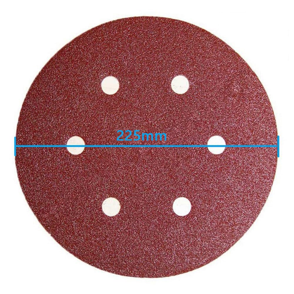 Dischi abrasivi da 9 Pollici, 6 Fori, 225 mm, Grana 40-2000, Carta vetrata Floccata, levigatrice orbitale, Carta vetrata in ossido di Alluminio con Gancio e Passante, gr