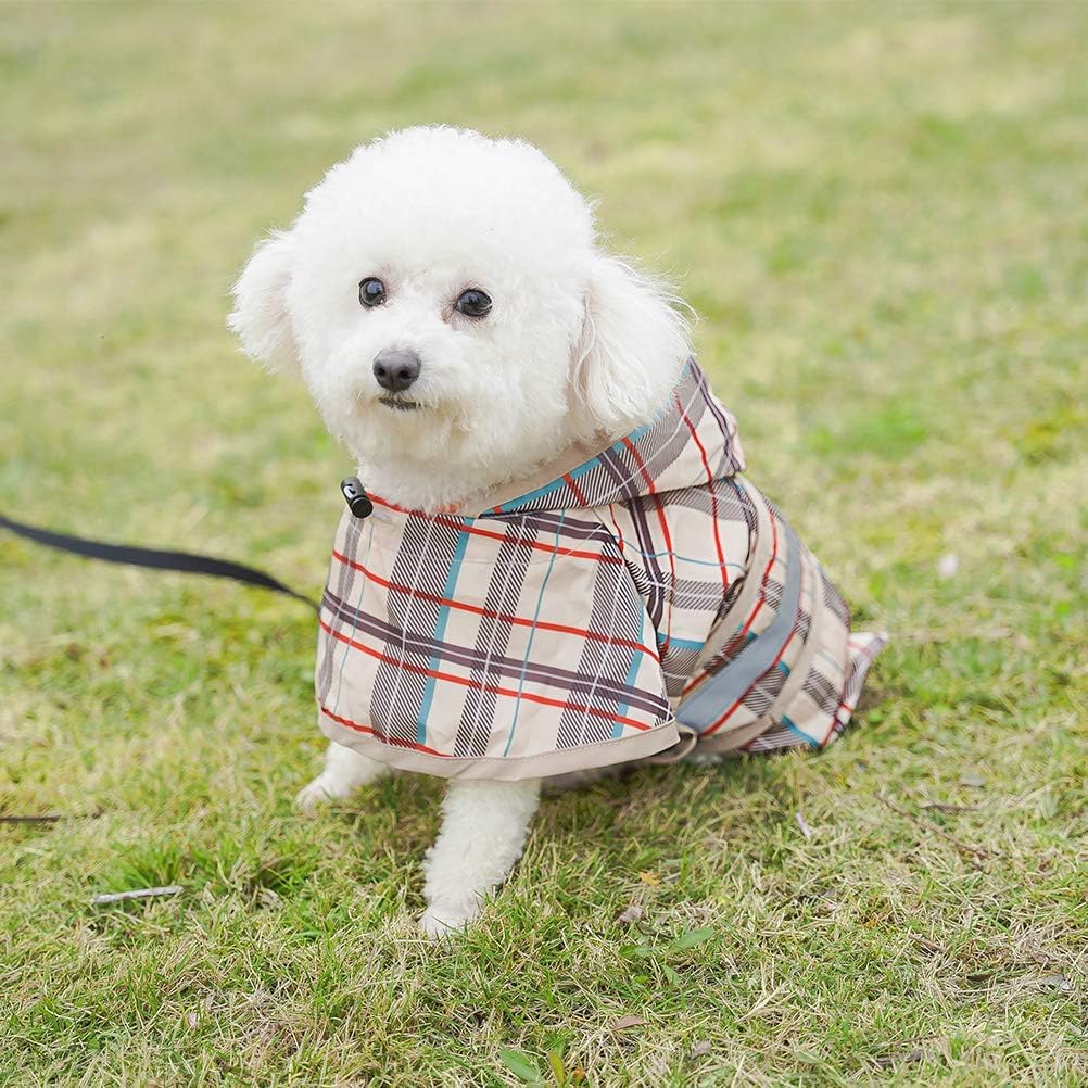 KOOLTAIL Imperméable à capuche avec trou pour laisse, imperméable pour chiens de petite et moyenne taille, imperméable avec bande réfléchissante, vêtement de pluie réglable et respirant pour chiot