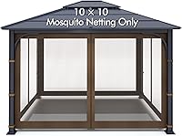 Vista 1 de Wonwon - Mosquitera universal de repuesto para kiosco, 4 paneles de pared con cremallera para kiosco de 10 x 10 pies (solo mosquitera) (marrón)