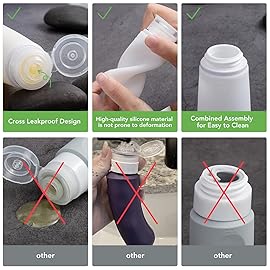 Valourgo TSA Approved 3.4oz Portable Toiletry Bottles, BPA Free Leak Proof Refillable Travel Accessories with Clear Toiletry Bag, Black, White