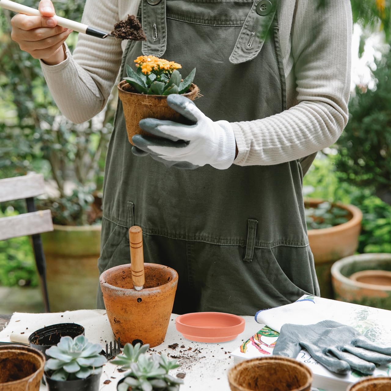 Happyyami 6 Macetas De Terracota con Forma Redonda Platillo para Plantas Plato Maceta Platillo Platillos para Macetas Plantas Bandeja De Agua Platillos para Plantas De Interior