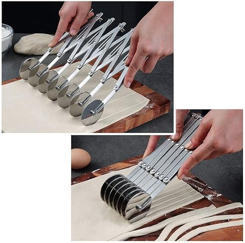Food Grade Stainless Steel Pizza Cutter Multi-Wheel Dough Divider Pastry Knife Baking Cutter (7, Wheel) - Thumbnail 5
