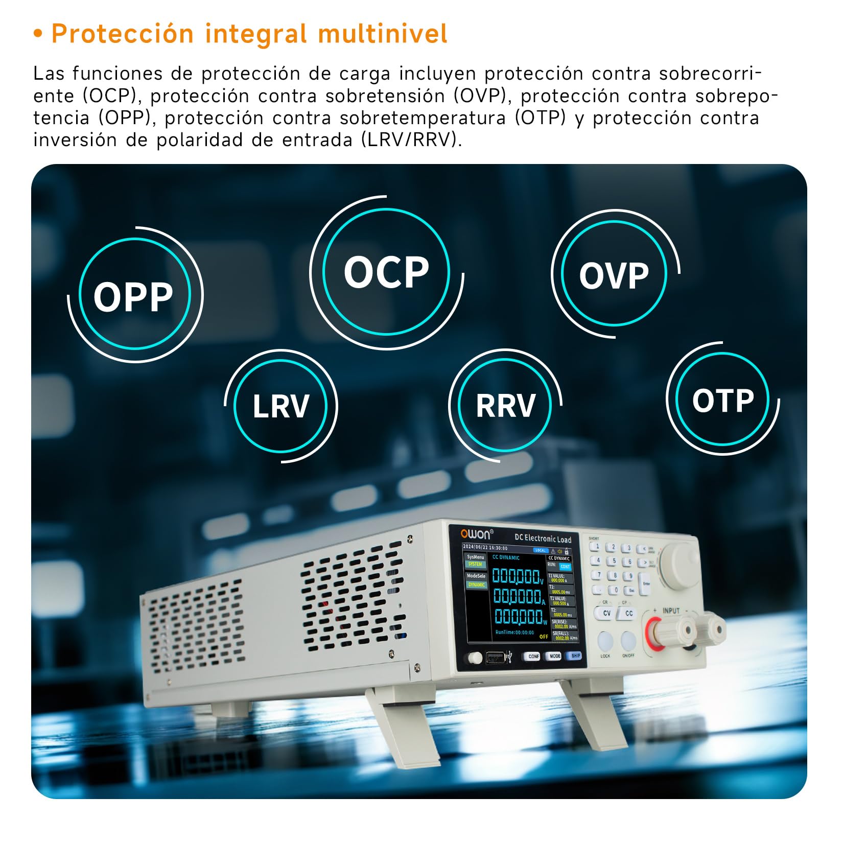 Charge électronique programmable CC OWON, 150 V CC/20 A, Puissance Totale de 200 W, fréquence maximale de 5 kHz, résolution de Lecture de 1 mV/0,1 mA, OEL8511 (OEL8511)
