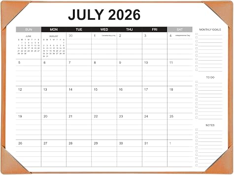 Desk Calendar 2026-2027 with Desk Mat 22" x 17" Large Desk Pad Calendar Runs from July 2026 to December 2027, Office Supplies Desktop Monthly Calendar for Home & Office
