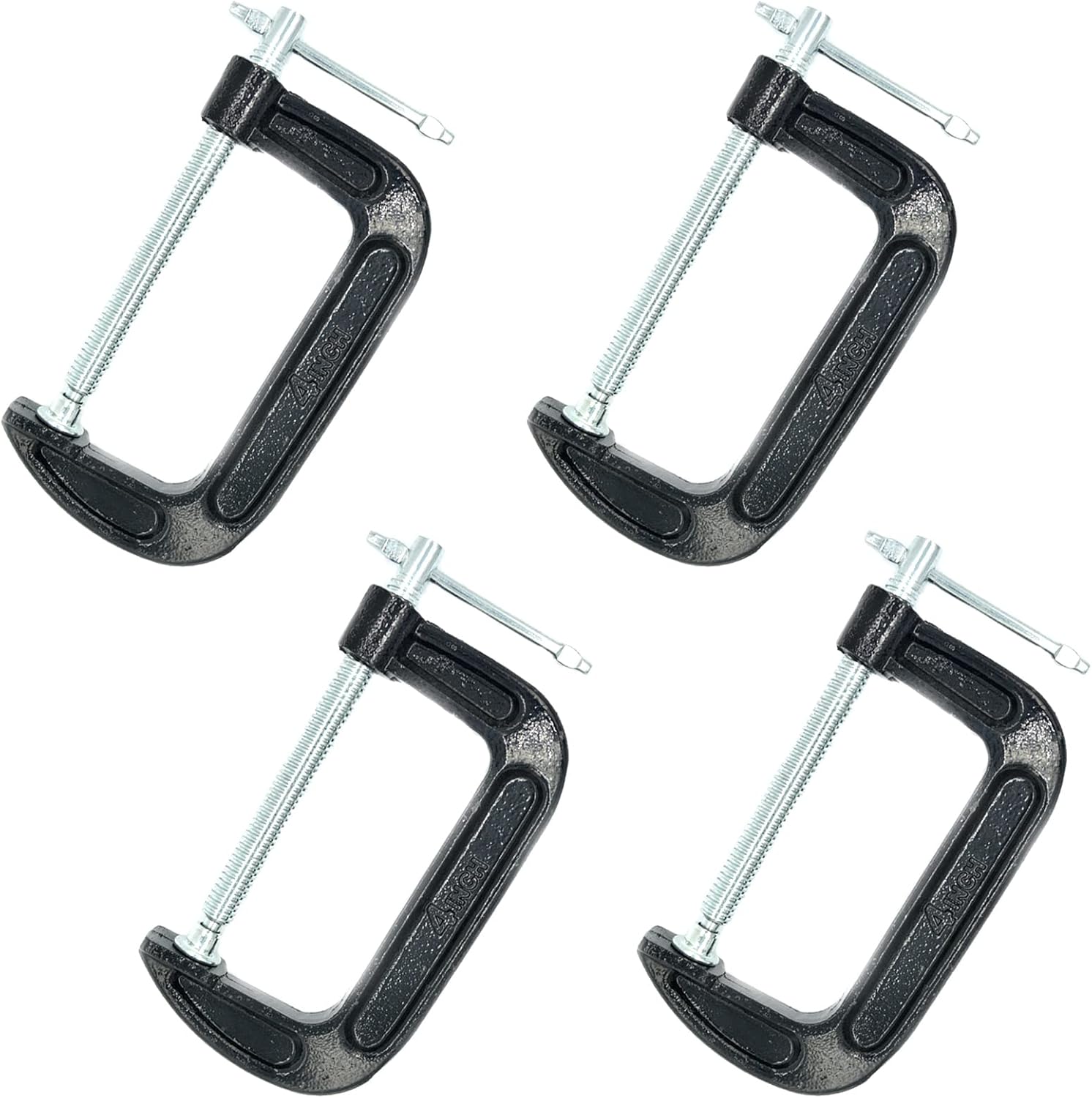XHMAXE 4 Inch CClamp Set, 4Pcs Black Heavy Duty Steel C Clamp