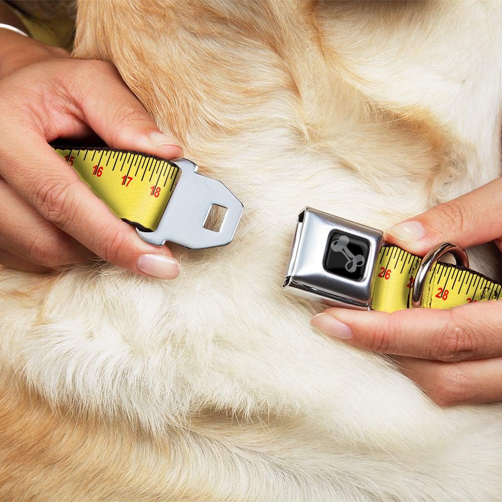 Dog Collar Seatbelt Buckle Measuring Tape Yellow Black Red 16 to 23 Inches 1.5 Inch Wide