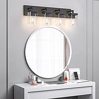 Vista 8 de Bathroom Vanity Light, Square Design 4 Lights Morden Bathroom Lighting Fixtures Over Mirror, Black Bathroom Light Vanity Fixtures for