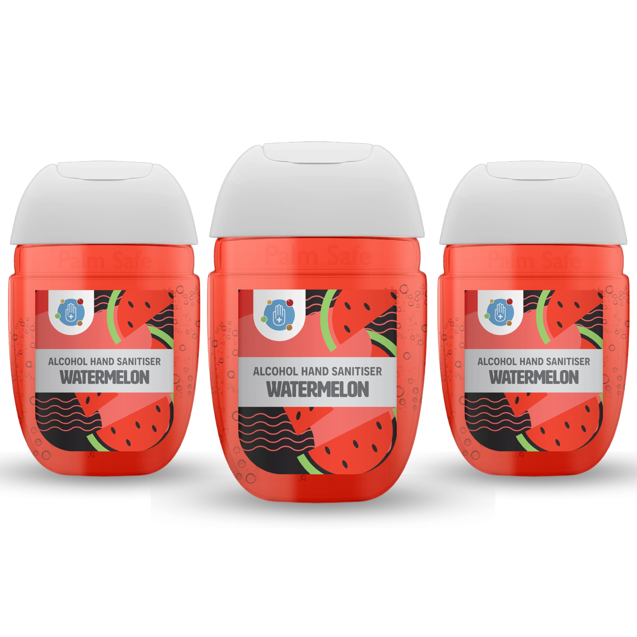 Palm Safe Watermelon 3 Pack Pocketbac 30ml Anti Bacterial Premium Hand Sanitiser Travel Size Refillable Clip Bottle Quick Drying Non Sticky Extra Moisturising Kills 99.9% of Viruses and Bacteria