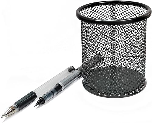 Miniatura 5 de Portalápices Hierro Arte ahuecado Escritorio Almacenamiento Cubo Simple Estudiante Papelería Multifuncional Oficina Color Redondo Cuadrado