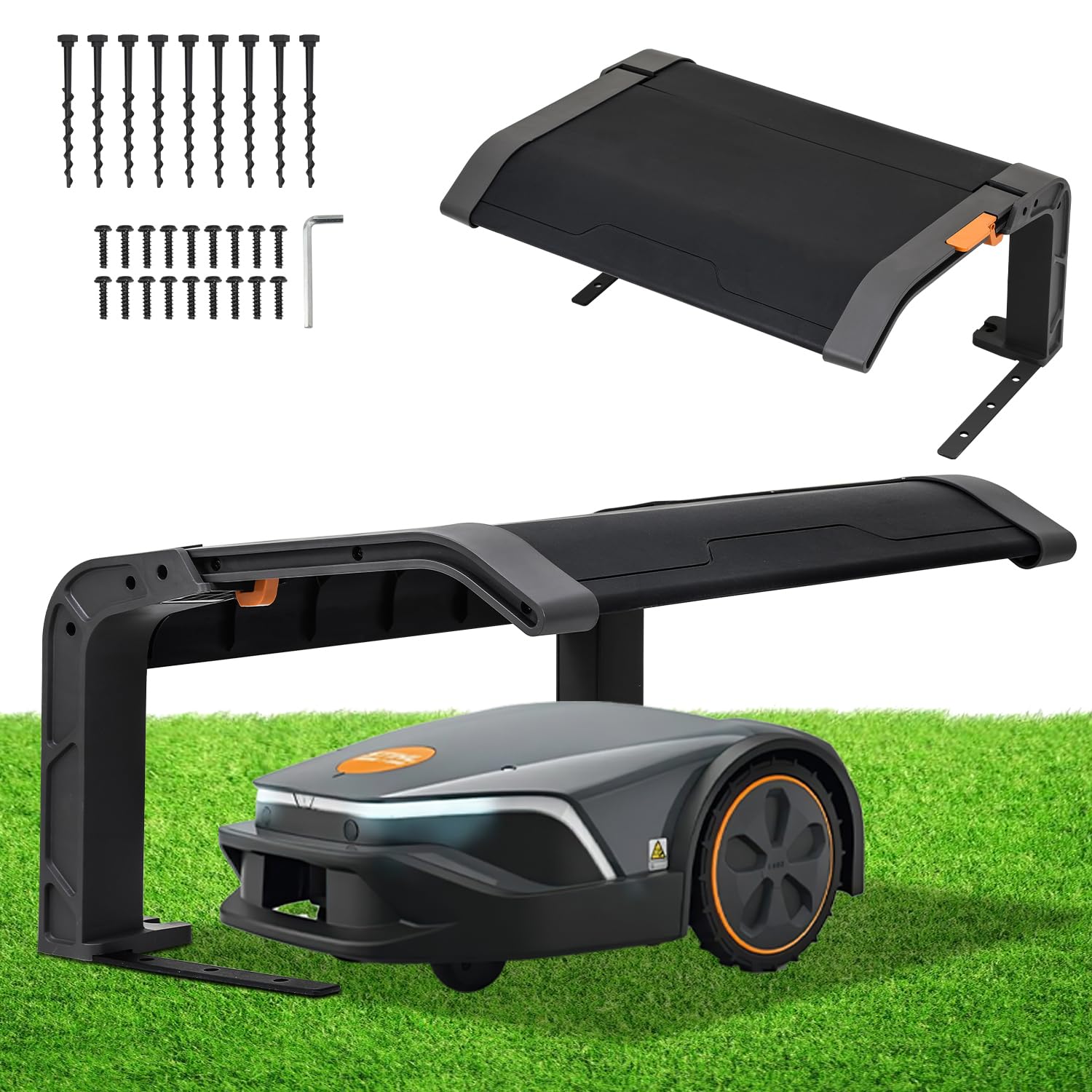 Eulenke Garage pieghevole per robot tosaerba | 72 x 56 x 36 cm | resistente alle intemperie + protezione UV | nero