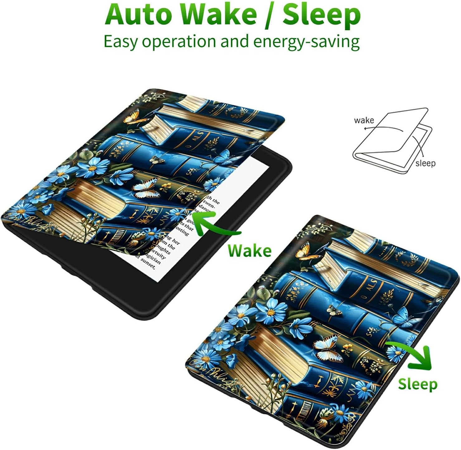 for All-New Amazon Kindle Fire HD 8 & 8 Plus(12th/10th Generation, 2024/2022/2020) Case, Shockproof Smart Protective Multi-Angle Viewing Tablet Cover with Auto Sleep/Wake, Purple Blue Book