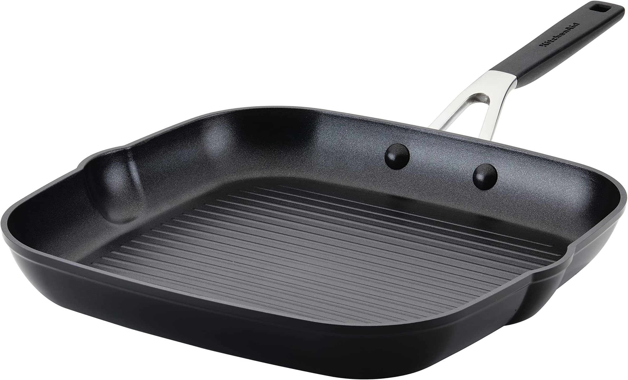 84808 Hard Anodized Nonstick Square Grill Pan/Griddle with Pour Spouts, 11.25 Inch - Onyx Black