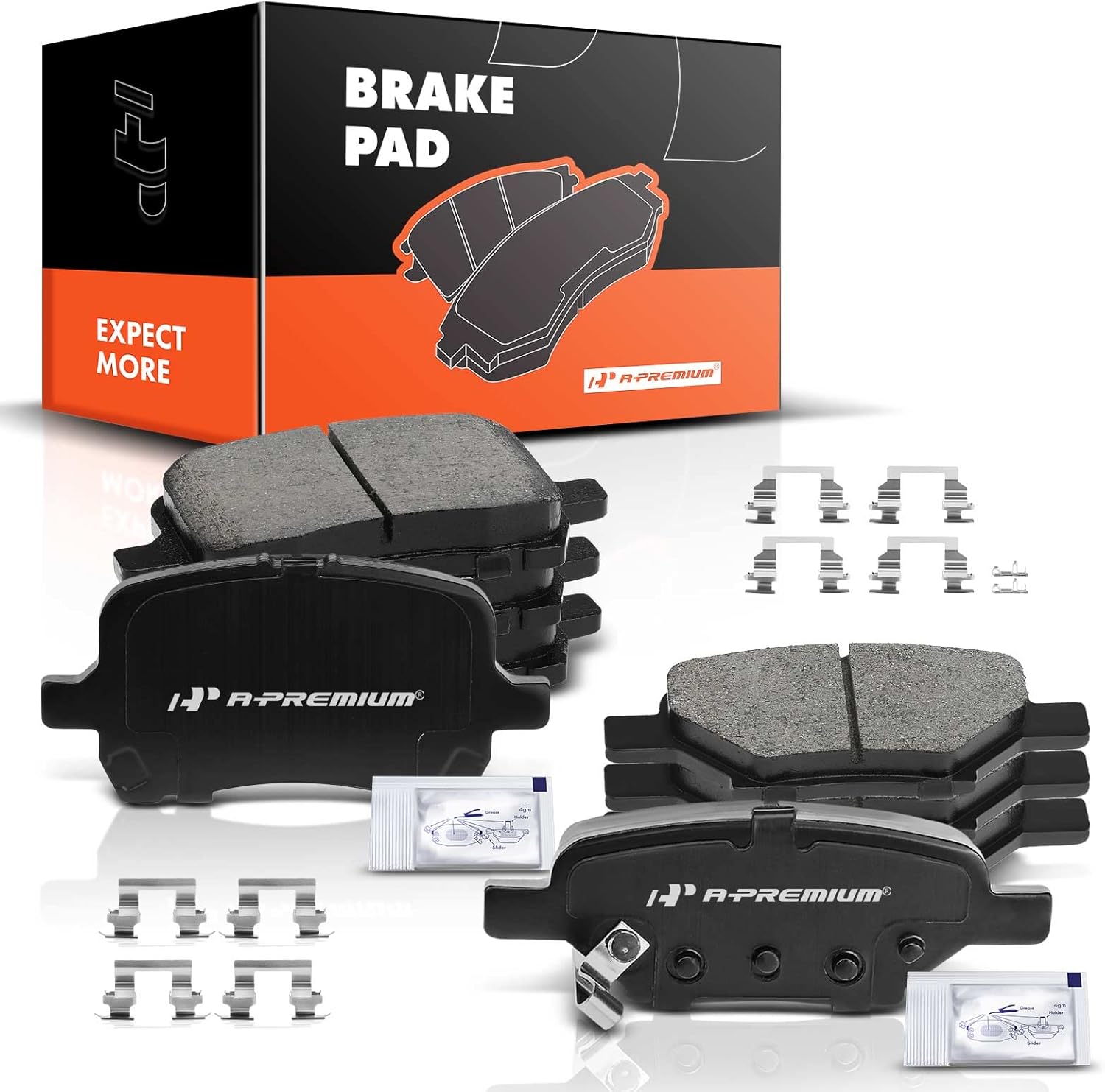 A-Premium Front and Rear Ceramic Brake Pads Set Compatible with Chevy, Pontiac and Saturn Models - Cobalt 2008, Malibu 2004-2012, G5 2007-2009, G6 2006-2010, Aura 2007-2009, 4-Pack