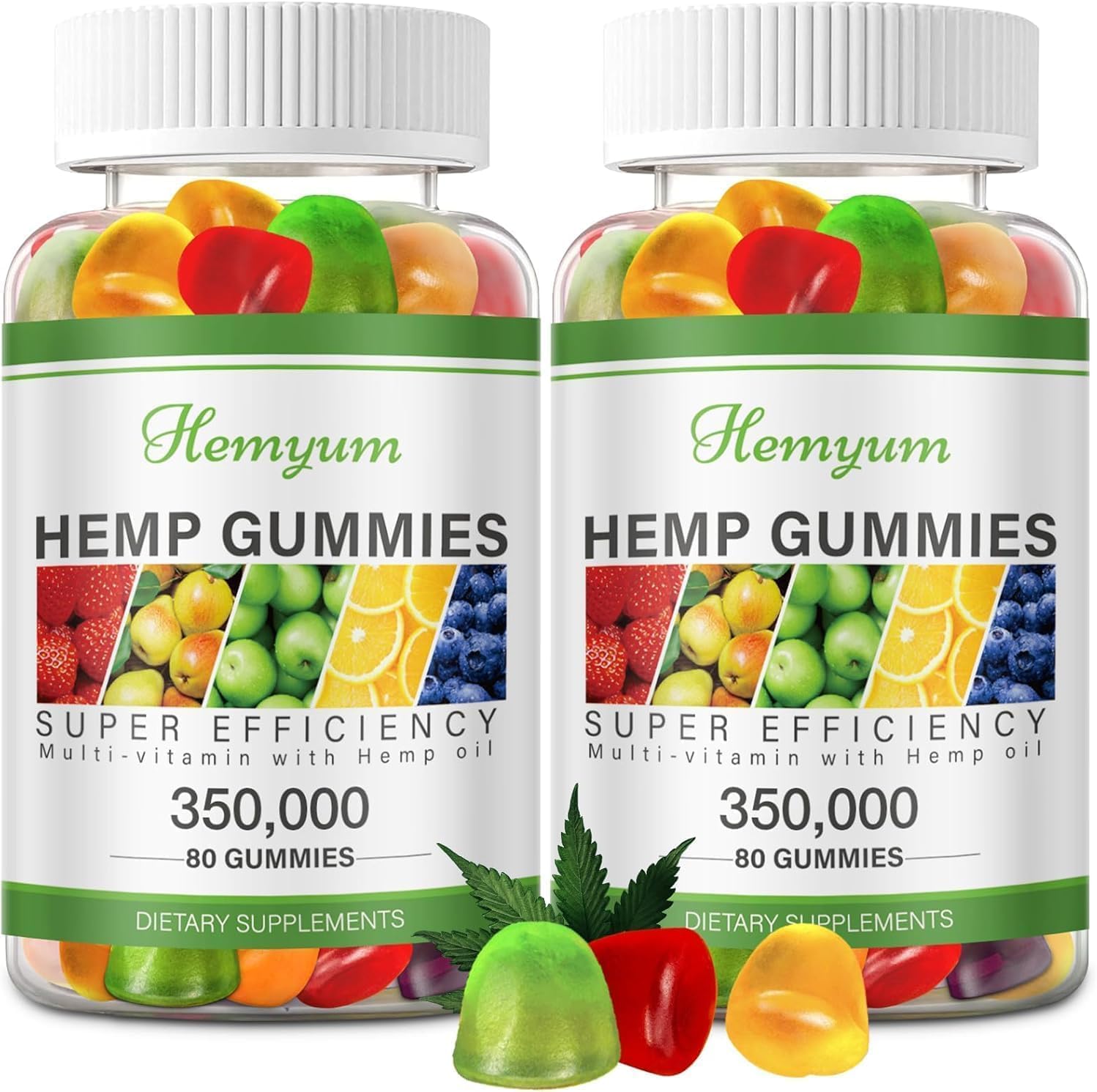 Hemp Gummies 2 Packs – for Sleep, Pain, Anxiety – High Potency Pure Organic Supplement – with Natural Hemp Oil Extract Gummy Edibles Vegan, Non-GMO