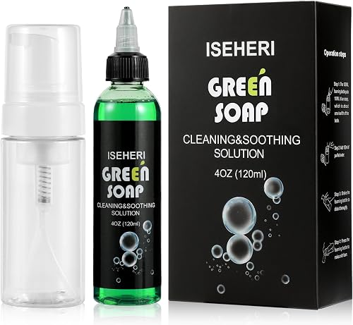 Ultra Concentrated Green Tattoo Soap 4OZ with Foaming Bottle 120ml, Tattoo Soap Tattoo Supplies for Tattoos Piercings, Clean Skin Equipment