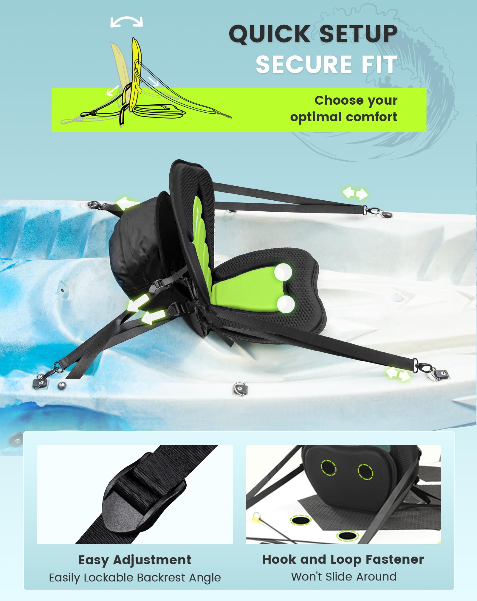 BRANTMAKER SUP Sitz für Stand up Paddle, Kajak Sitz, 120KG Tragkraft Verdickter Sup Sitz Nachrüsten, kompatibel mit Kanus und Ocean Kajak