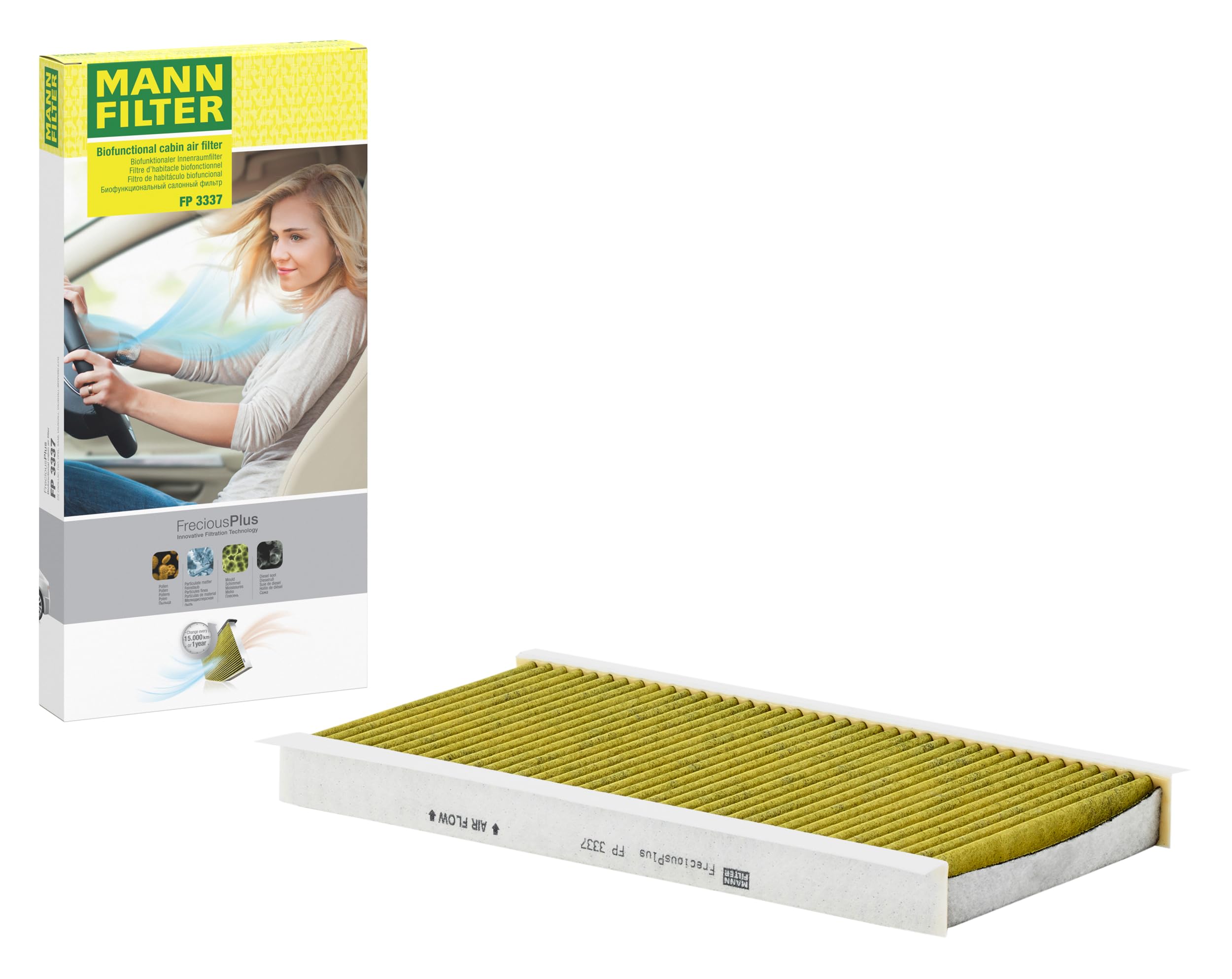Cabin filter Eng.compart. middle, below plenum chamber cover FP 3337 MANN-FILTER