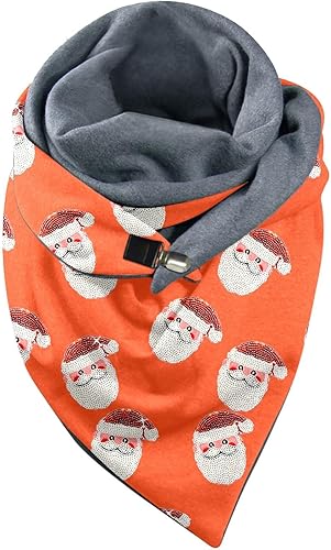 Bufanda y envoltura de Navidad para mujer, con patrón de Papá Noel, bufandas triangulares gruesas con botón, regalo para Navidad, de gran tamaño,
