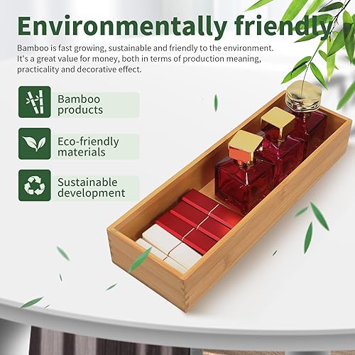Miniatura 3 de Organizador de cajones de bambú, organizador de utensilios de cocina, suministros de oficina, organizador de escritorio, bandeja de cubiertos de