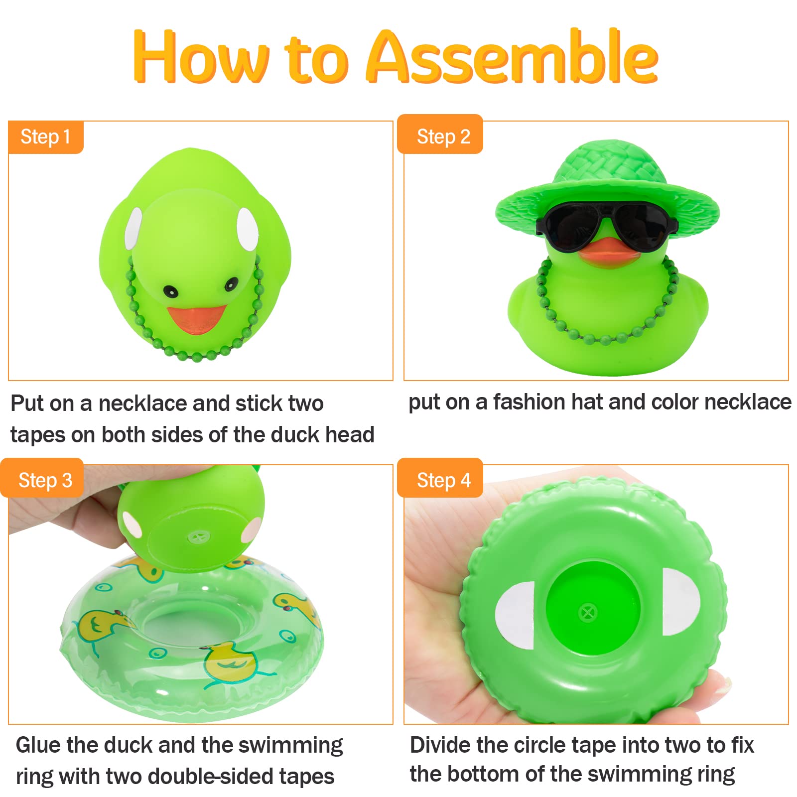 Wonuu Rubber Duck Car Decorations With Accessories - Cute Dashboard Ornament With Hats & Sunglasses