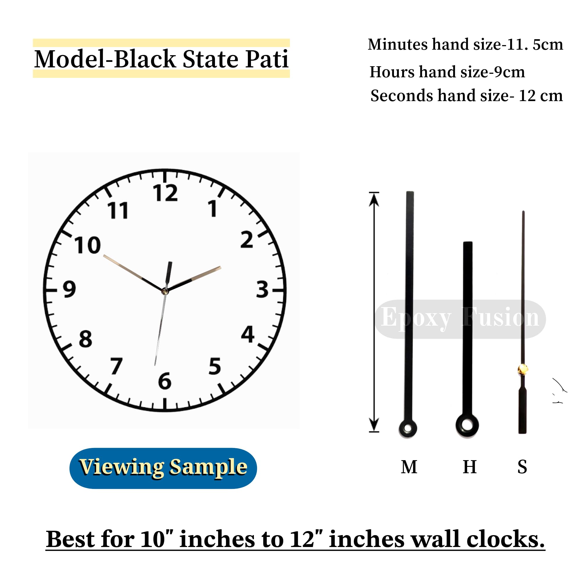 Epoxy Fusion 12 inch DIY Resin Clock Making kit, Round MDF Base (7mm Thick) for DIY Clocks and MDF Board for Resin Wall Clock (Black State Pati) 2