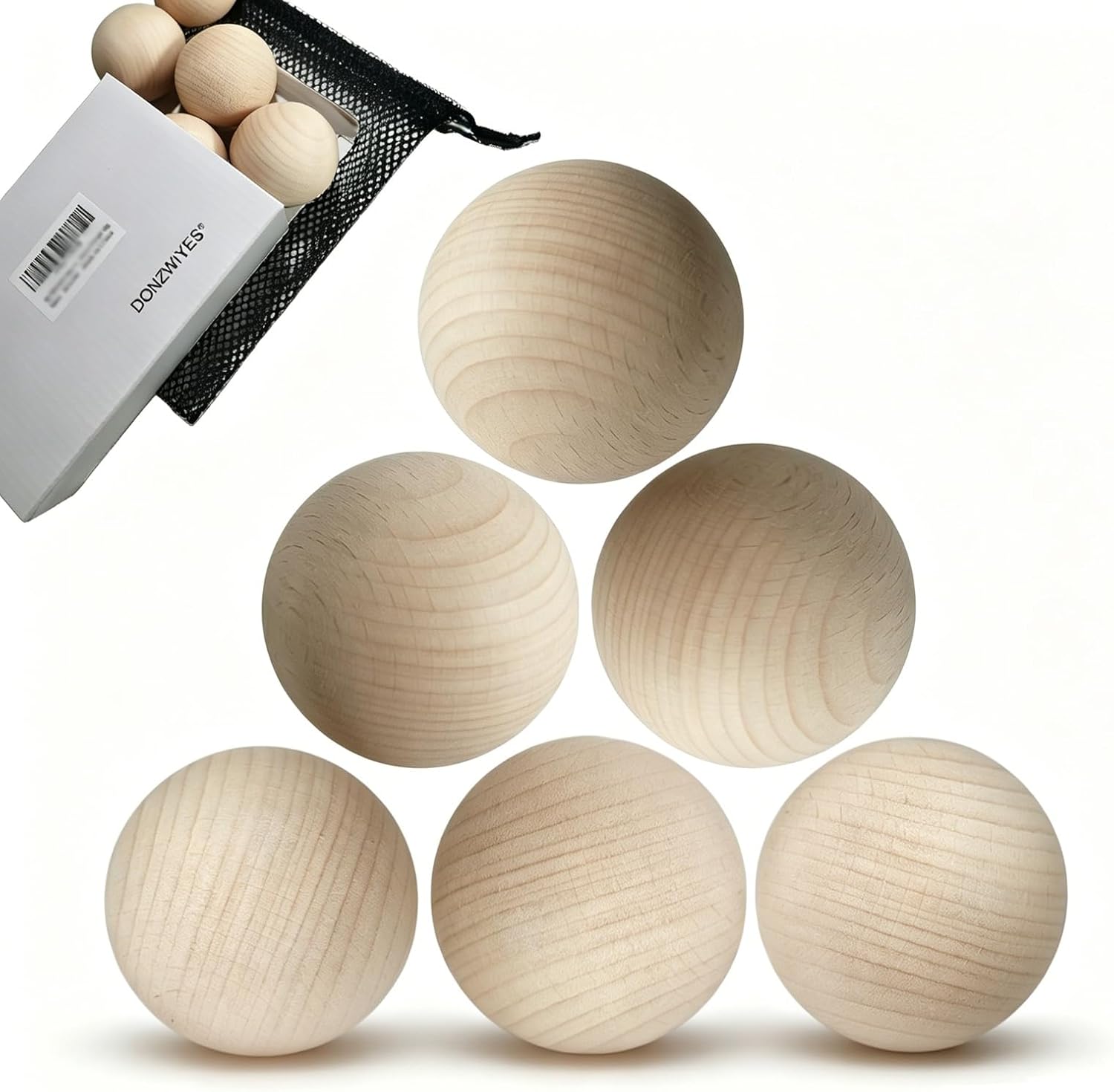 Wooden Bockey Balls for Stickhandling and Training (2" 6-Pack) | Swedish Stickhandling Balls-Hardwood No-Bounce Floorball Training Equipment for Street Hockey Training Balls with Storage Bag