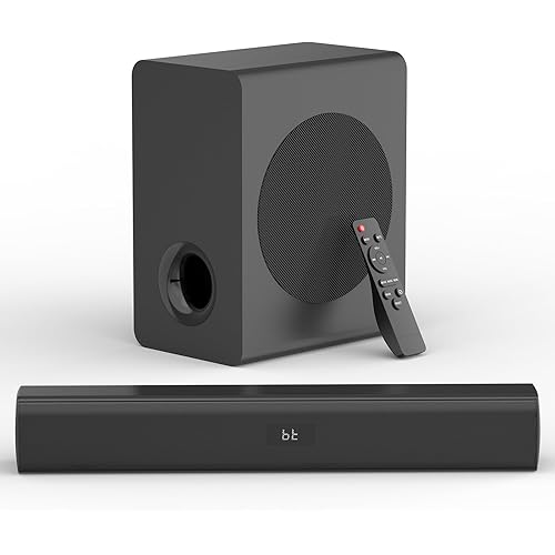 TV Surrounds Sound Bar Subwoofer, Home Theater Surround Sounds Bar, Sound Bars Bluetooth Surround Speakers 2.1ch HDMI AUX OPT Home Audio Surrounds Sounds System TV PC Game Music/Movie/News, Black