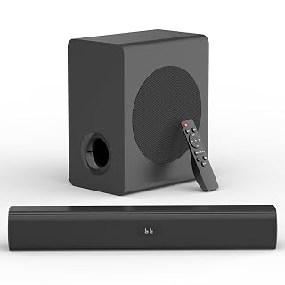 TV Surrounds Sound Bar Subwoofer, Home Theater Surround Sounds Bar, Sound Bars Bluetooth Surround Speakers 2.1ch HDMI AUX OPT Home Audio Surrounds Sounds System TV PC Game Music/Movie/News, Black - Amazon product rated Grade A