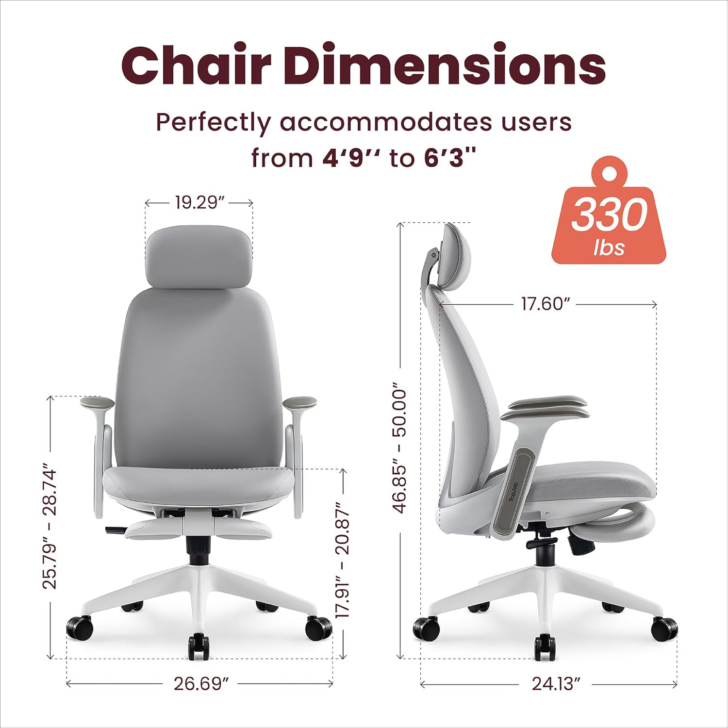 TopJob Designer Office Chair, Napa Ergonomic Home and Office Computer Desk Leather Chair with HeadRest and FootRest, Leather Office Chair with Padded Flip-up Arms, Adjustable Tilt Lock (Black)