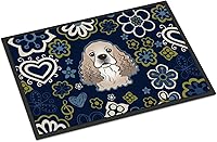 Vista 272 de Caroline's Treasures BB1449JMAT - Tapete de bienvenida de carlino negro, 24 x 36 pulgadas, tapete azul para puerta delantera, para interiores