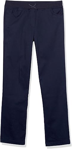 Nautica Girls' School Uniform Skinny Fit Stretch Twill Pant, Navy Pull-On, 10
