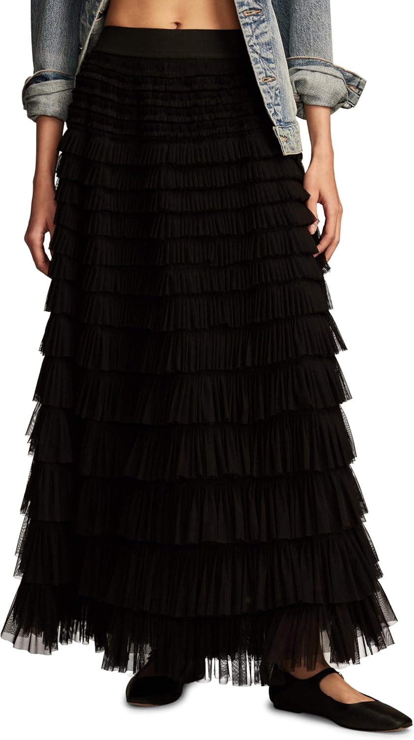 Lucky Brand Women's Tulle Ruffle Maxi Skirt