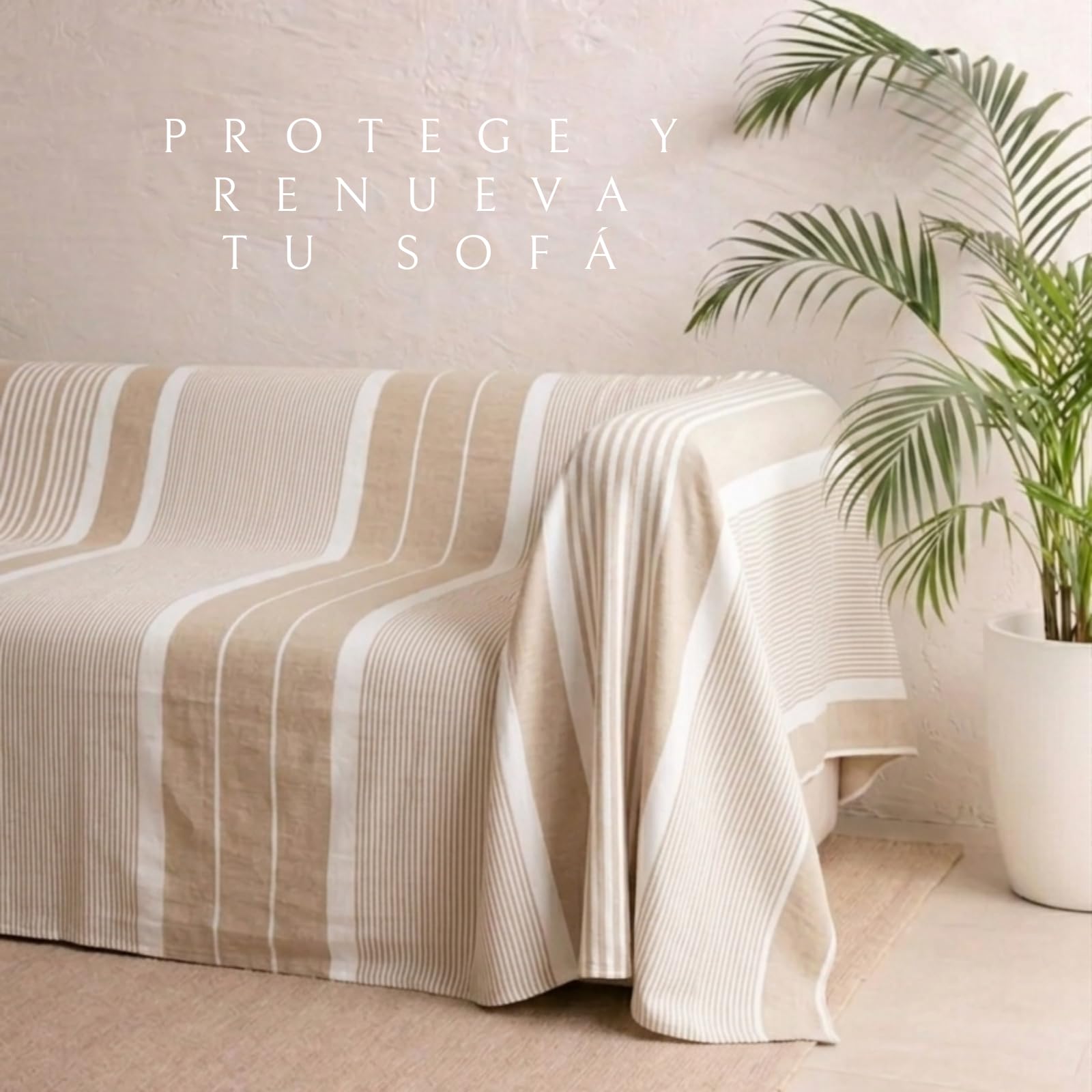 MOMOMUS Copriletto Matrimoniale Estivo e Telo Copridivano 3 Posti - Leggero, Morbido e Fresco - Ideale come Plaid Matrimoniale, Coperta Estiva e Telo Copritutto - Beige, 230 x 260 cm