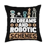 Futuristic Robot Sci-Fi Art AI for Geeks Programmers Tech Throw Pillow