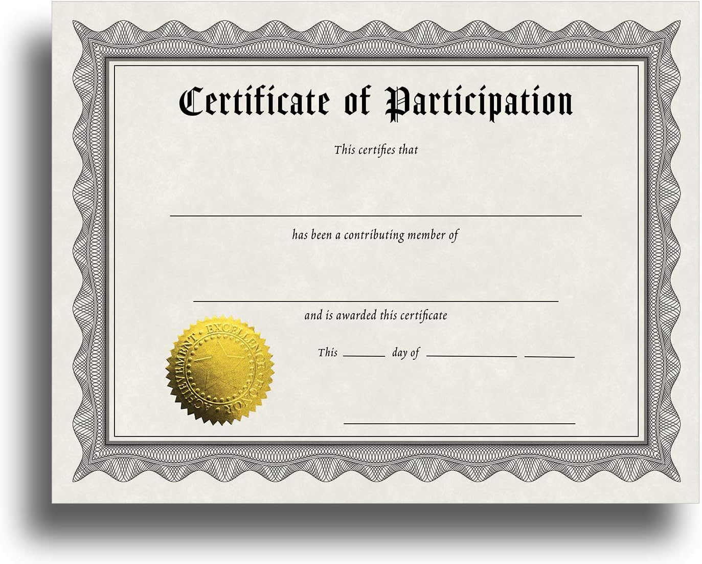 Award Certificate Paper with Embossed Gold Foil Seals - 30 Pack - Parchment Award Certificates for Students, Teachers, Employees - 8.5" x 11" Inkjet/Laser Printable (Participation)