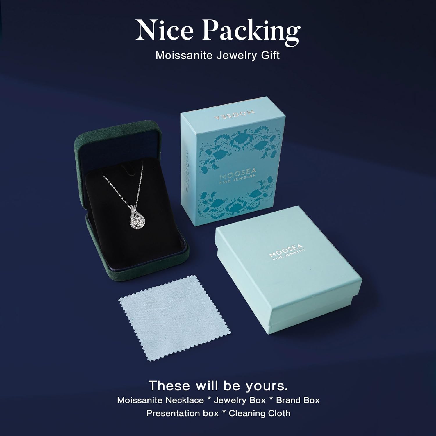 MOOSEA Valentines Day Gifts for Her Wife - 925 Sterling Silver Moissanite Necklace, 1-3Ct D Color VVS1 Clarity Moissanite, Anniversary Birthday Gifts for Women, Jewelry Gifts for Women Her Wife - Image 7