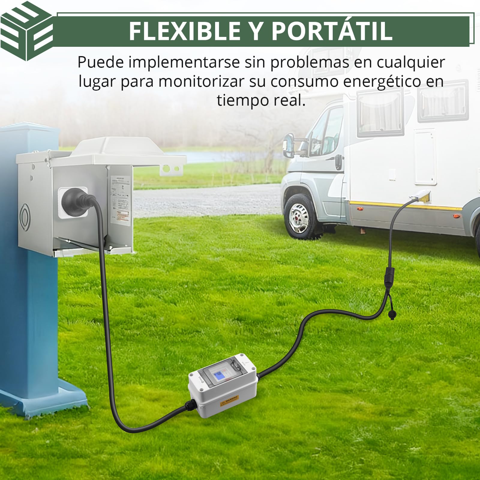 EYPINS Medidor de Electricidad Digital Móvil 80A 230V, Medidor de Consumo Electrico con Disyuntor LS, 3m Medidor Móvil de KWH con Cable de Goma de 1,5㎡, Portátil e Impermeable IP65
