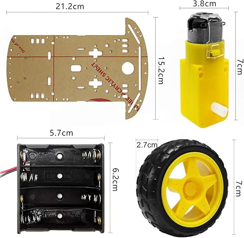 Miniatura 3 de The perseids Kit de chasis de auto inteligente con codificador de velocidad, 2 ruedas y caja de batería para adultos a partir de 16 años (2 ruedas)