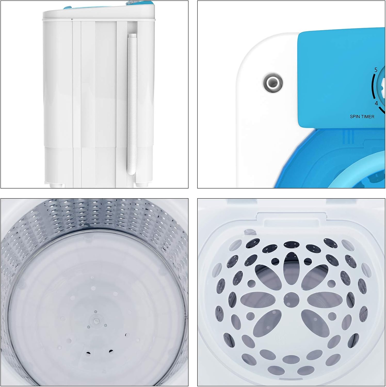 KUPPET Portable Mini Compact Spin Dryer For Laundry /1500 RPM 110V,17.6lbs Capacity,White&Bule（Can only be dried, not washed）