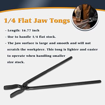 Blacksmith Tong - 3/8 1/2 5/8 V-Bit, 1/4 Flat Jaw, Pick Up, Scroll
