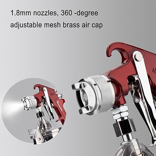 Miniatura 5 de Throohills Juego de pistola rociadora de alimentación de sifón para Piant con boquilla de 1.41.70.079 in, taza de 1000cc y 6 coladores de pintura