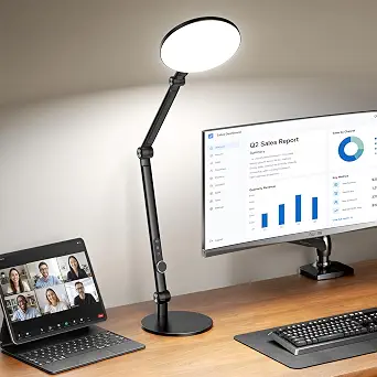 Upgraded Desk Lamp for Home Office, Precise Dimming Light for Video Calls